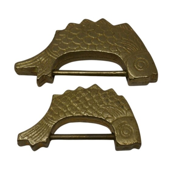 Vintage Brass Chinese Decorative Carp Koi Luck Fish Padlocks Key Locks NO KEYS - Picture 1 of 6
